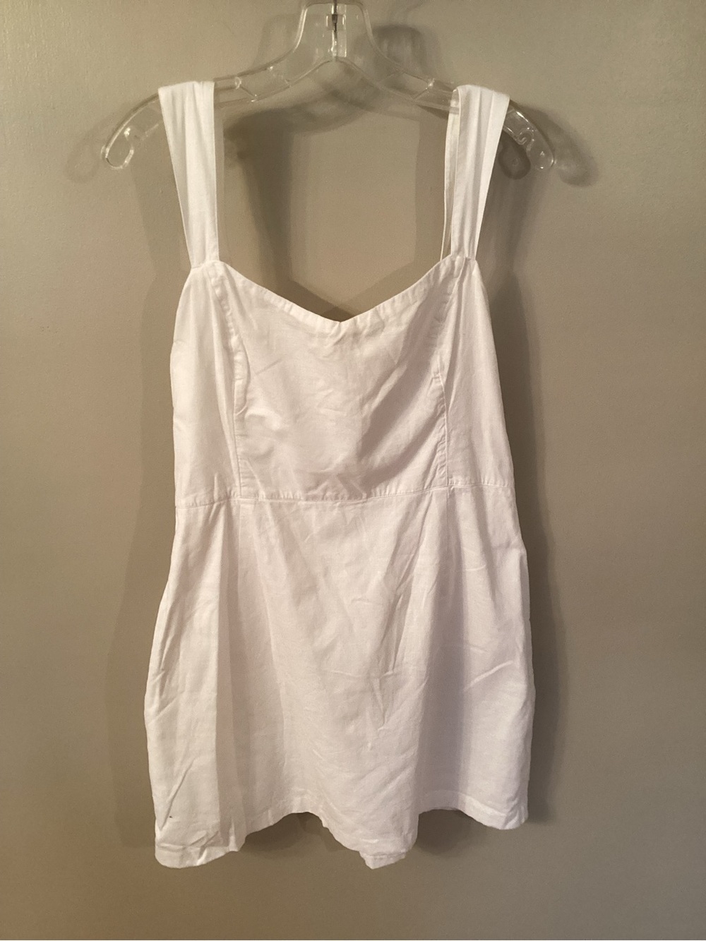 ABERCROMBIE & FITCH SIZE LARGE WHITE COTTON TANK DRESS WITH BACK SMOCKING